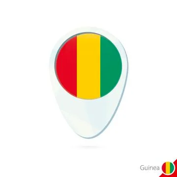 Guinea flag location map pin icon on white background. Stock Illustration