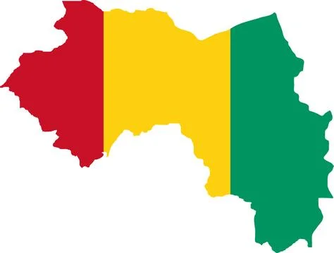Guinea Flag in Map, Guinea Map with Flag, Country Map, Guinea Map with Flag.. Stock Illustration