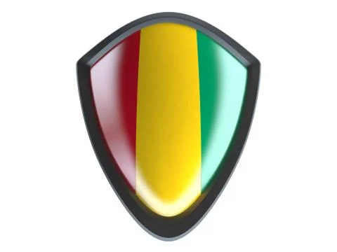 Guinea flag on metal shield isolate on white background. Stock Illustration