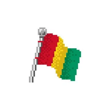 Guinea Flag in Pixel Art Stock Illustration
