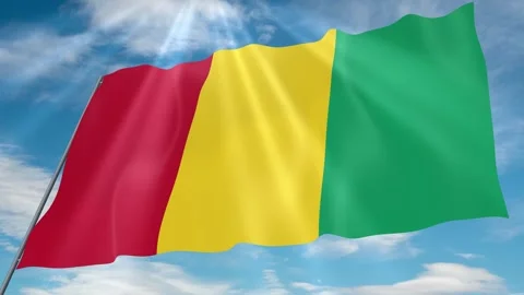 Guinea Flag Seamless Loop 4k 60fps on Sky Background Stock Footage 341757494
