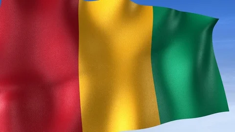 Guinea Flag - Set of 3 Angles with Masks [3WaveSeries] Stock Footage 106048876