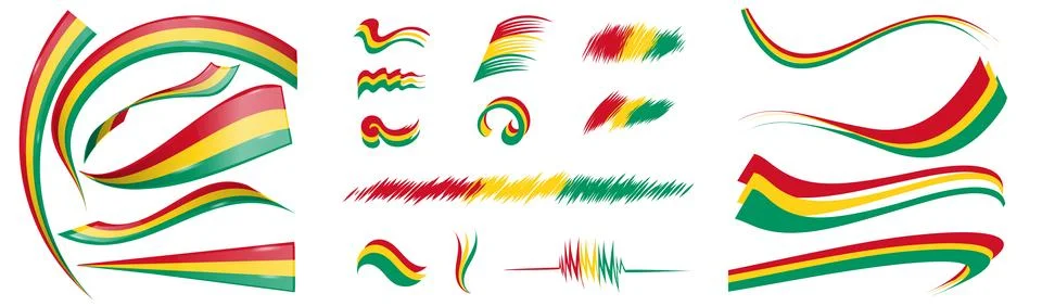 Guinea flag set elements, vector illustration on a white background Stock Illustration