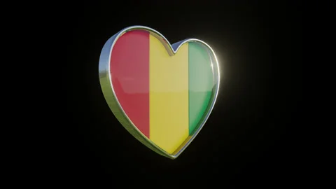 Guinea Flag in the Shape of 3D Heart. Stock Footage 136174449