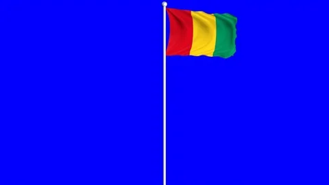 Guinea Flag Waving Fluttering on Wind Loopable Green Blue Screen Matte Stock Footage 77580057