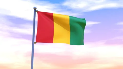 Guinea Flag waving in the high wind Stock Footage 154375228
