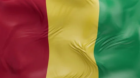 Guinea flag waving Seamless silk flag 3d animation slow motion Looping Stock Footage 337950176