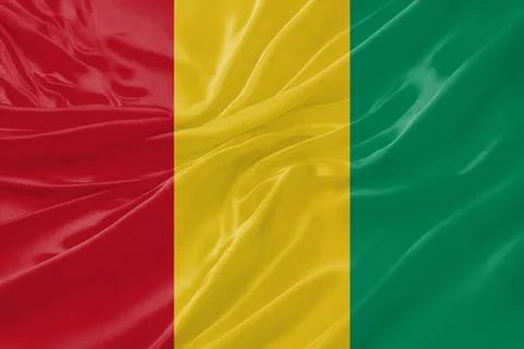 Guinea Flag Waving Textures Silk Background Stock Illustration
