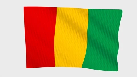 Guinea flag waving in the wind on a grey background 스톡 동영상 343217523