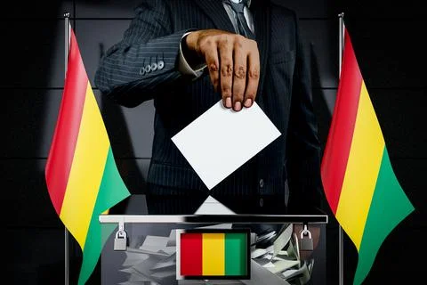 Guinea flags, hand dropping voting card - election concept - 3D illustration Stock Illustration