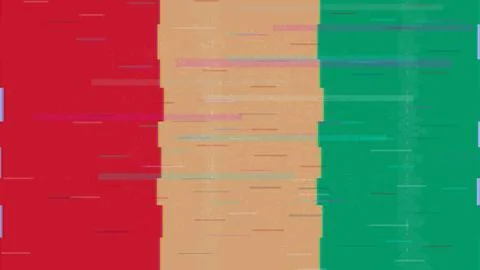 Guinea Glitch Flag Vector - RGB Split Digital Video Frame Design Stock Illustration