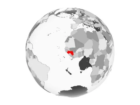 Guinea on grey globe isolated Stock Illustration