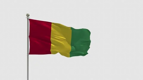 Guinea Looping Of The Waving Flag Pole With Alpha Stock Footage 162000393