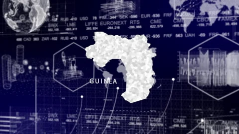 Guinea Map Animation Loop | Growth, GDP, Oil Economy &amp; Development Insights Stock Footage 331563686