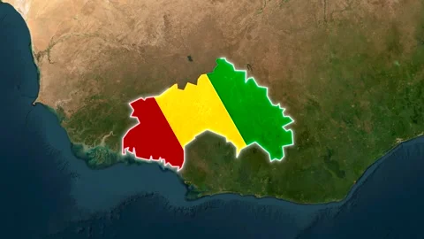 Guinea map country flag overlay animation motion video clip Stock Footage 344418022