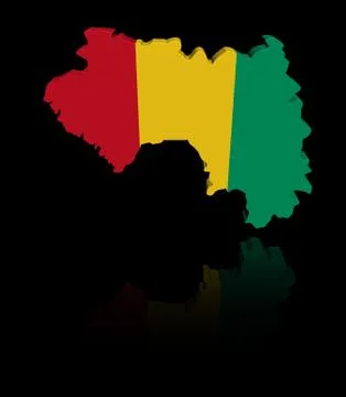 Guinea map flag with reflection illustration Stock Illustration