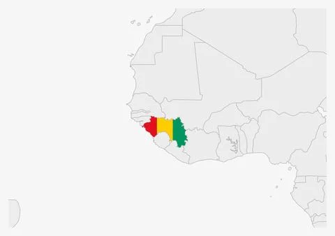 Guinea map highlighted in Guinea flag colors Stock Illustration