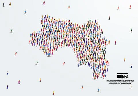 Guinea Map. A large group of people form to create a shape of the Guinea Map. Stock Illustration
