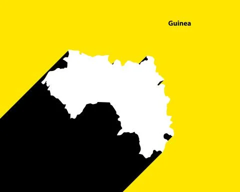 Guinea Map on retro poster with long shadow Stock Illustration