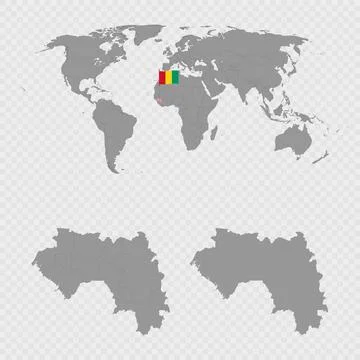 Guinea Map Set with World Location. Stock Illustration
