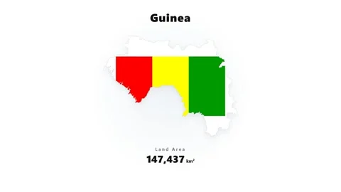 Guinea map silhouette with flag color stripes and numeric infographic callout on Stock Footage 345643292