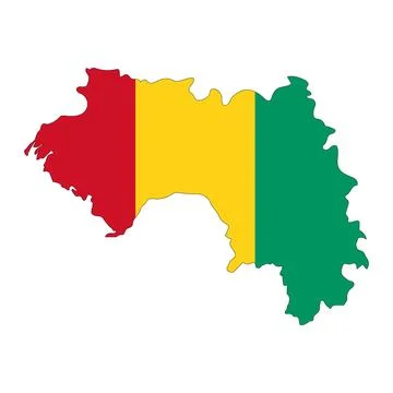 Guinea map silhouette with flag isolated on white background 스톡 일러스트