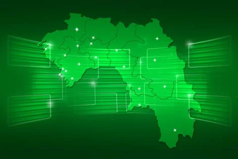 Guinea map world map news communication green Illustrazione stock