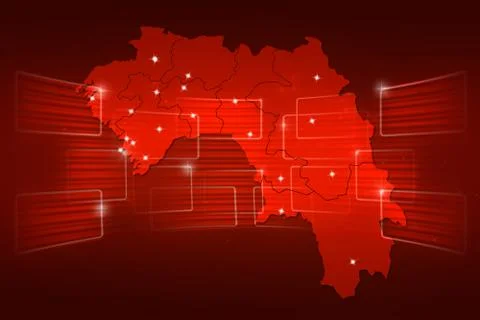 Guinea map world map news communication red Stock Illustration