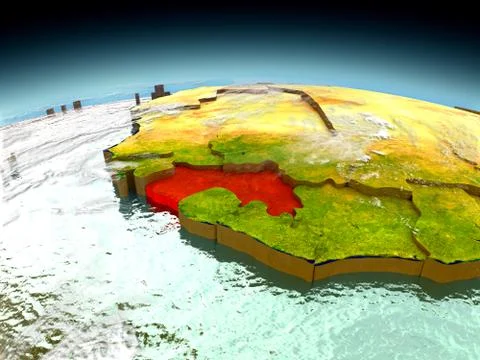Guinea on model of Earth Stock Illustration