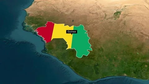 Guinea  new map with flag Stock Footage 294085084