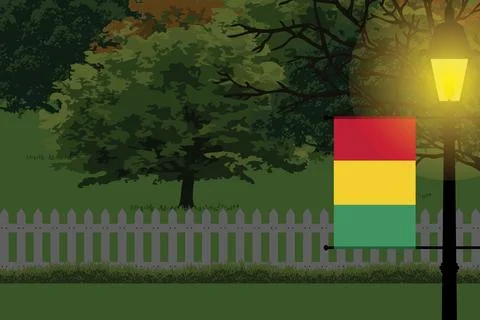 Guinea Night Trees Lamp Vector Illustration Stock Illustration