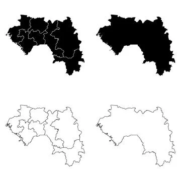 Guinea Outline and Solid Fill Map Set. Stock Illustration