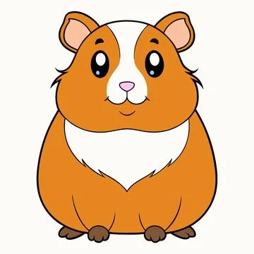 Guinea pig animal flat vector illustration on white background. Stock Illustration