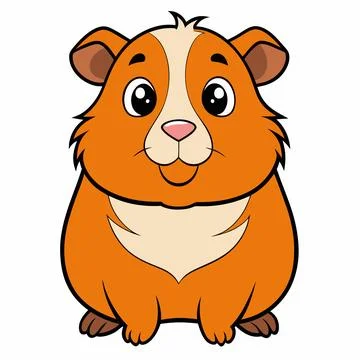 Guinea pig animal flat vector illustration on white background. Stock Illustration