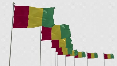 Guinea Row Of Flags Animation Include Alpha Channel  Stock Footage 163138282