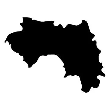 Guinea - solid black silhouette map of country area. Simple flat vector 스톡 일러스트