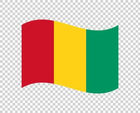 Guinea waving flag featuring vertical red yellow and green stripes on trans.. Stock Illustration