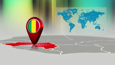 Guinea World Map Pin Location Background Loop 4k Stock Footage 341815679