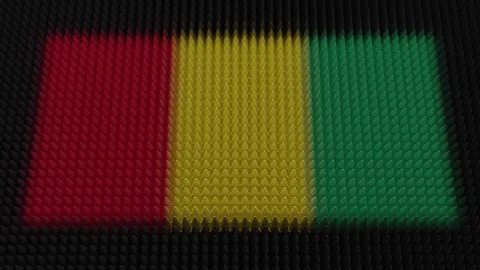 Guinean Flag Light Shining on Scrolling Bullets Stock Footage 305447433
