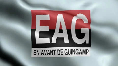 Guingamp Flag video waving in wind  Guingamp Flag Wave Loop waving in wind  Real Video stock 245357854