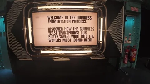 Guinness fermentation process display sign inside Storehouse Dublin Ireland 스톡 동영상 333486782