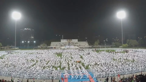 Guinness world record attempt by 6000 people from Dubai Video stock 106803560