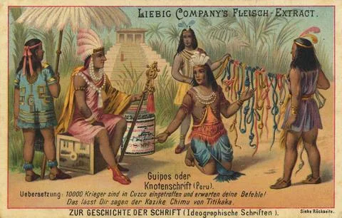 Guipos or knotted script from Peru digitally restored reproduction of a public Illustrazione stock