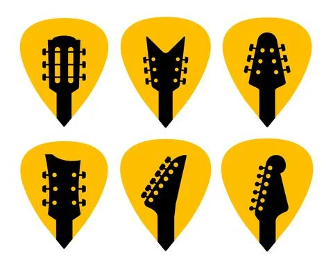 Guitar acoustick pick set vector design icon flat logo. Mediator guiatar music Stock Illustration
