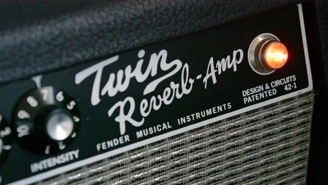 Guitar Amp 1080p - Closeup Angle - Amp Power On Stock Footage 104834935