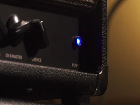 Guitar Amp Blue Led Going Off Stock Footage 74655761