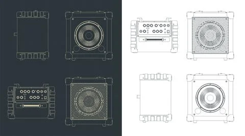 Guitar amplifier blueprints Illustrazione stock