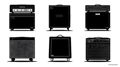Guitar Amplifier Combo and Stack Silhouette Collection Stock Illustration