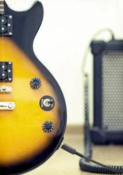 Guitar with amplifier Stock Photos