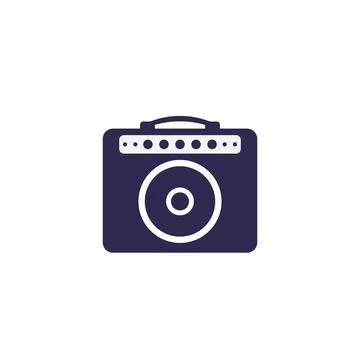 Guitar amplifier vector icon on white Illustrazione stock